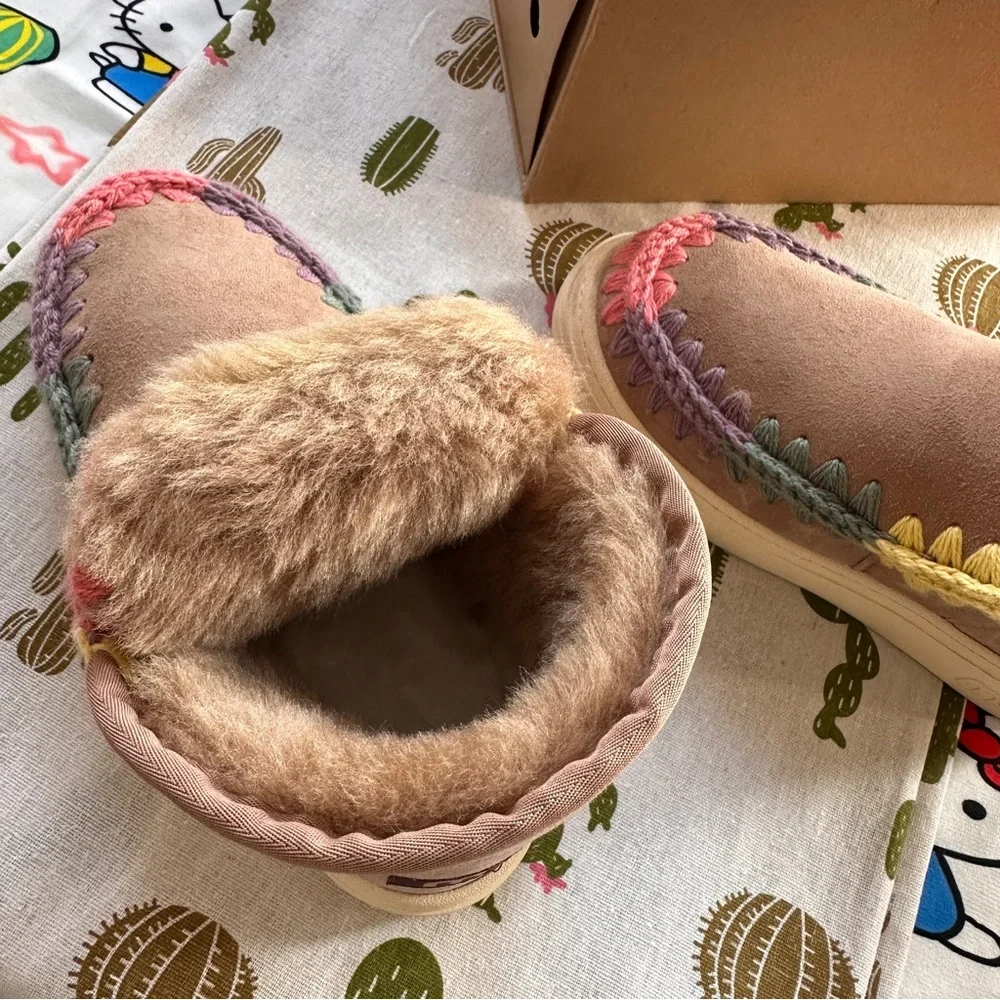 Mou Light Brown Patchwork Woven Snow Boots - Picture 6 of 7